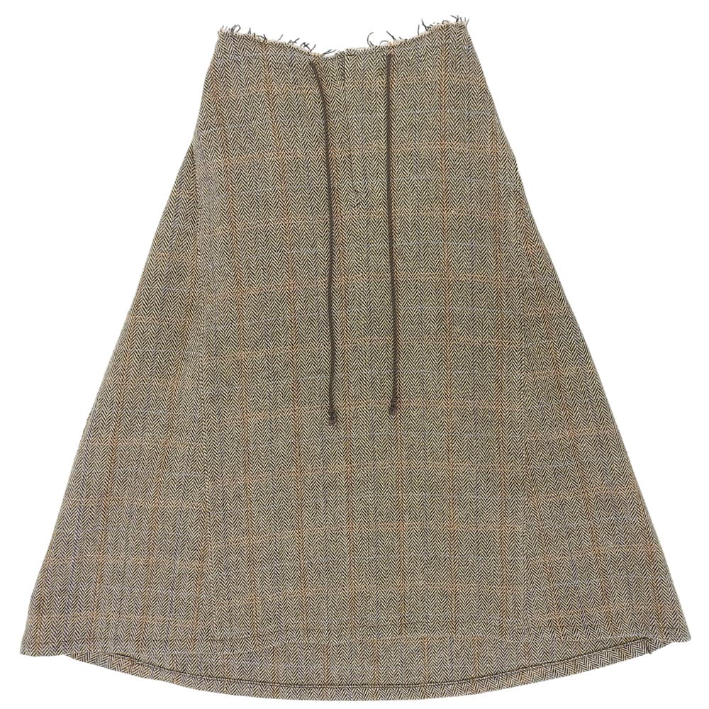 Y's ワイズ 美品 WOOL BRITISH TWEED BACK DROP SKIRT ツイード スカート レディース ブラウン 1 YE-S15-109 スカート 1