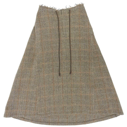 Y's ワイズ 美品 WOOL BRITISH TWEED BACK DROP SKIRT ツイード スカート レディース ブラウン 1 YE-S15-109 スカート 1
