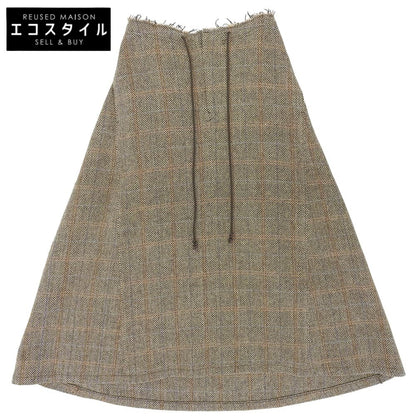 Y's ワイズ 美品 WOOL BRITISH TWEED BACK DROP SKIRT ツイード スカート レディース ブラウン 1 YE-S15-109 スカート 1