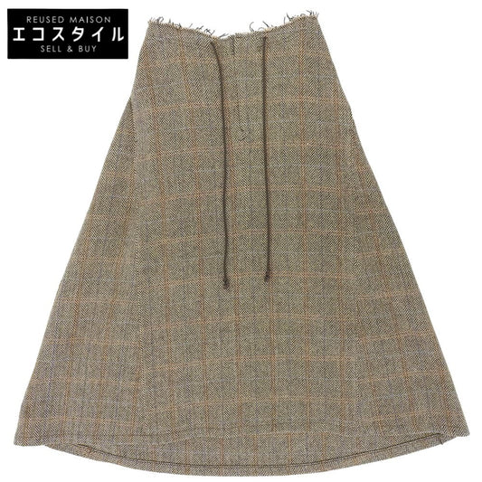 Y's ワイズ 美品 WOOL BRITISH TWEED BACK DROP SKIRT ツイード スカート レディース ブラウン 1 YE-S15-109 スカート 1