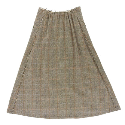 Y's ワイズ 美品 WOOL BRITISH TWEED BACK DROP SKIRT ツイード スカート レディース ブラウン 1 YE-S15-109 スカート 1