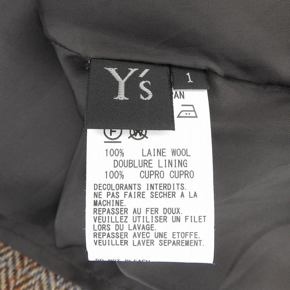 Y's ワイズ 美品 WOOL BRITISH TWEED BACK DROP SKIRT ツイード スカート レディース ブラウン 1 YE-S15-109 スカート 1