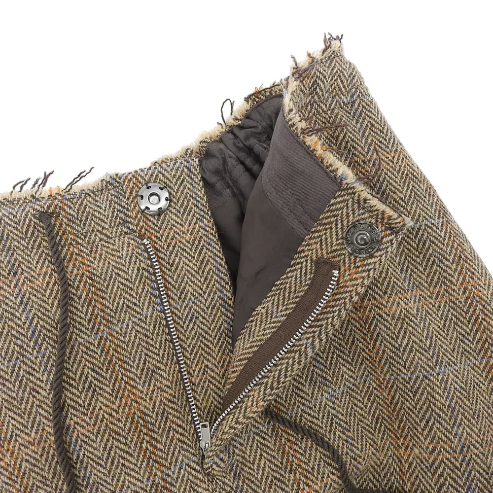 Y's ワイズ 美品 WOOL BRITISH TWEED BACK DROP SKIRT ツイード スカート レディース ブラウン 1 YE-S15-109 スカート 1