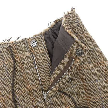 Y's ワイズ 美品 WOOL BRITISH TWEED BACK DROP SKIRT ツイード スカート レディース ブラウン 1 YE-S15-109 スカート 1