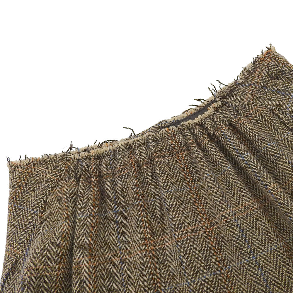 Y's ワイズ 美品 WOOL BRITISH TWEED BACK DROP SKIRT ツイード スカート レディース ブラウン 1 YE-S15-109 スカート 1