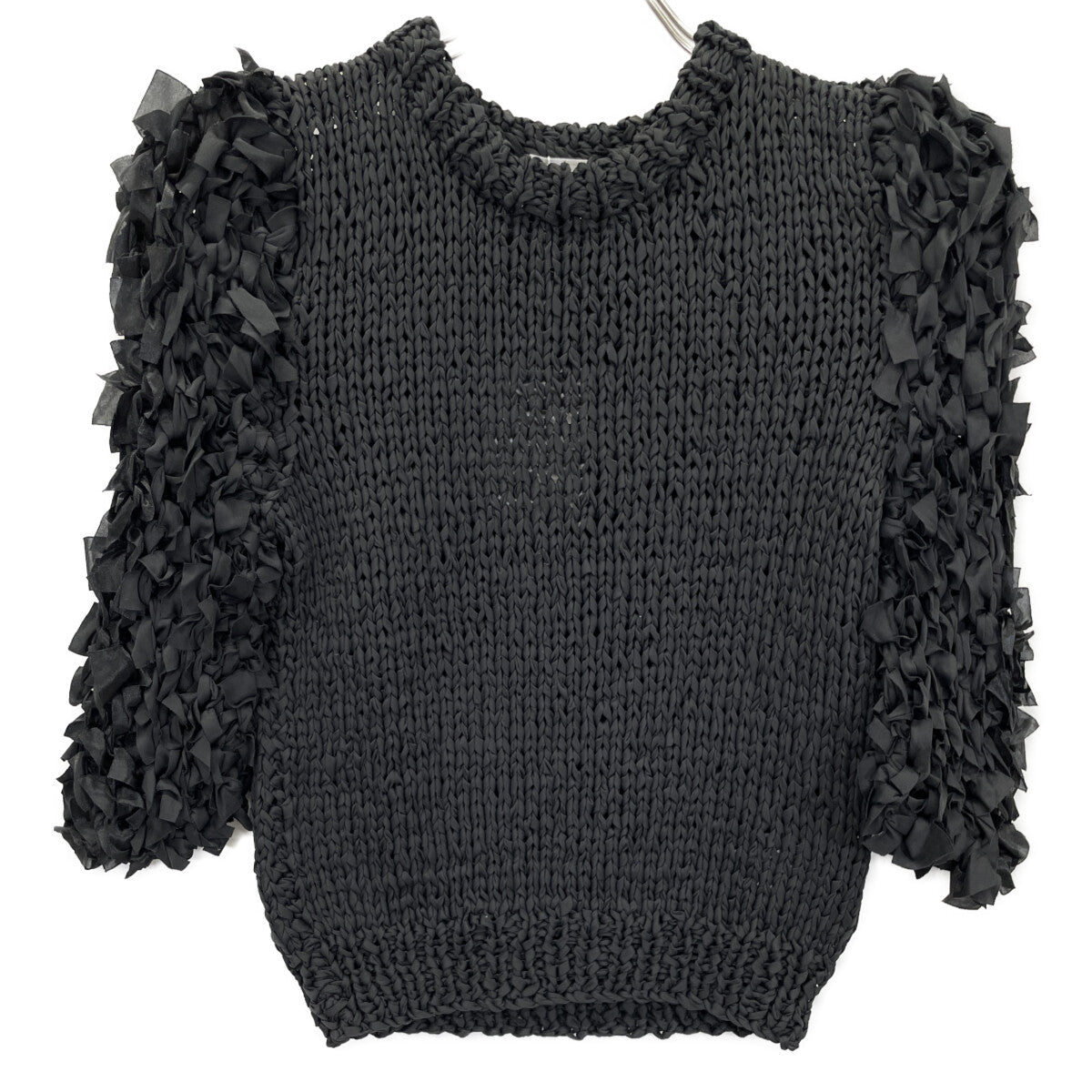 CLANE クラネ 24AW ﾌﾞﾗｯｸ 17106ｰ2252 FRILL HALF SLEEVE HAND KNIT TOPS トップス 1