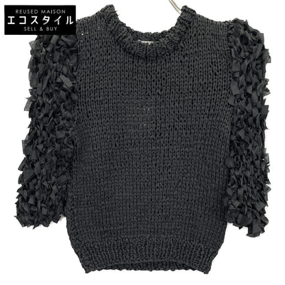 CLANE クラネ 24AW ﾌﾞﾗｯｸ 17106ｰ2252 FRILL HALF SLEEVE HAND KNIT TOPS トップス 1