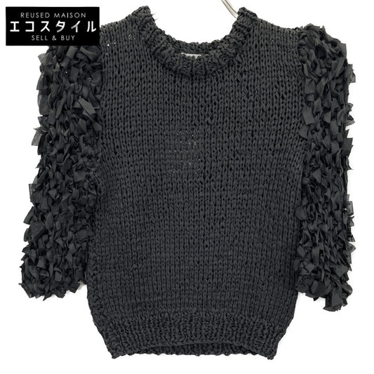 CLANE クラネ 24AW ﾌﾞﾗｯｸ 17106ｰ2252 FRILL HALF SLEEVE HAND KNIT TOPS トップス 1