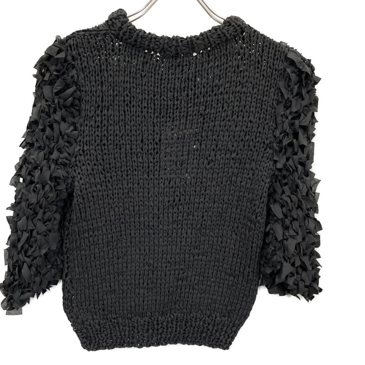 CLANE クラネ 24AW ﾌﾞﾗｯｸ 17106ｰ2252 FRILL HALF SLEEVE HAND KNIT TOPS トップス 1