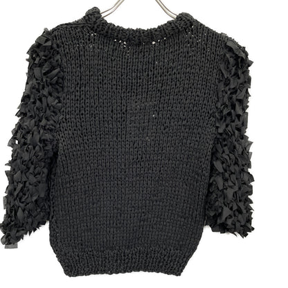 CLANE クラネ 24AW ﾌﾞﾗｯｸ 17106ｰ2252 FRILL HALF SLEEVE HAND KNIT TOPS トップス 1