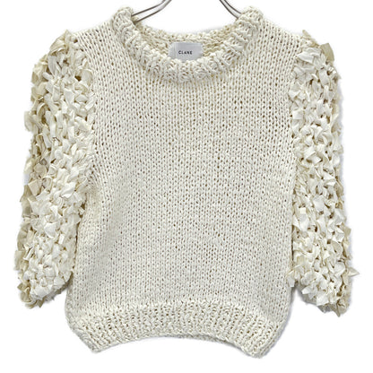 CLANE クラネ 24AW ﾎﾜｲﾄ 17106ｰ2252 FRILL HALF SLEEVE HAND KNIT TOPS トップス 1
