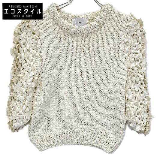 CLANE クラネ 24AW ﾎﾜｲﾄ 17106ｰ2252 FRILL HALF SLEEVE HAND KNIT TOPS トップス 1