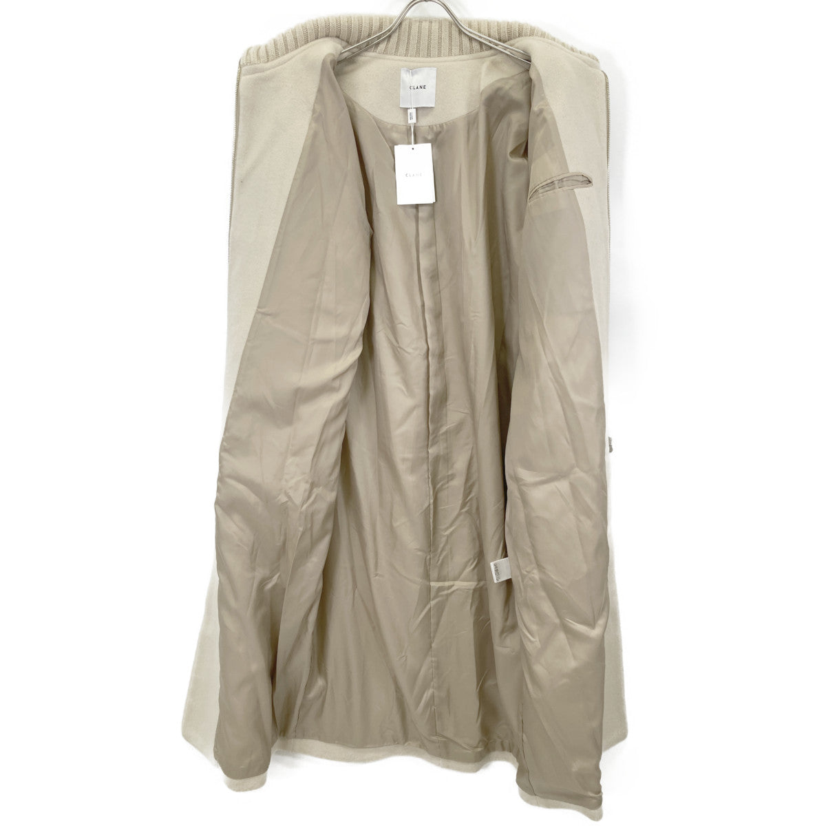 CLANE クラネ 23AW ﾍﾞｰｼﾞｭ 15101ｰ0042 RIB COLLAR WOOL LONG COAT コート 2