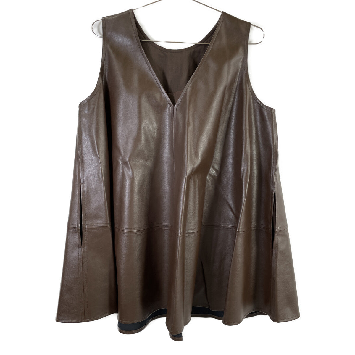 CLANE クラネ 24AW ﾌﾞﾗｳﾝ 17122ｰ4242 W FACE VEGAN LEATHER FLARE TOPS ワンピース F