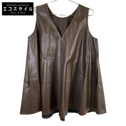 CLANE クラネ 24AW ﾌﾞﾗｳﾝ 17122ｰ4242 W FACE VEGAN LEATHER FLARE TOPS ワンピース F
