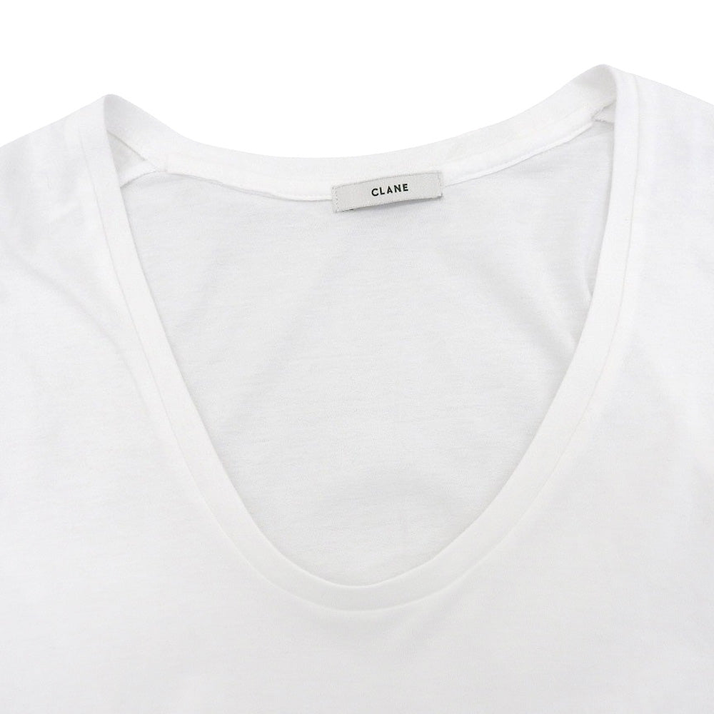 CLANE クラネ 新品同様 DEEP U NECK TOPS コットン トップス レディース ホワイト 1 17105ー1192 24AW トップス 1