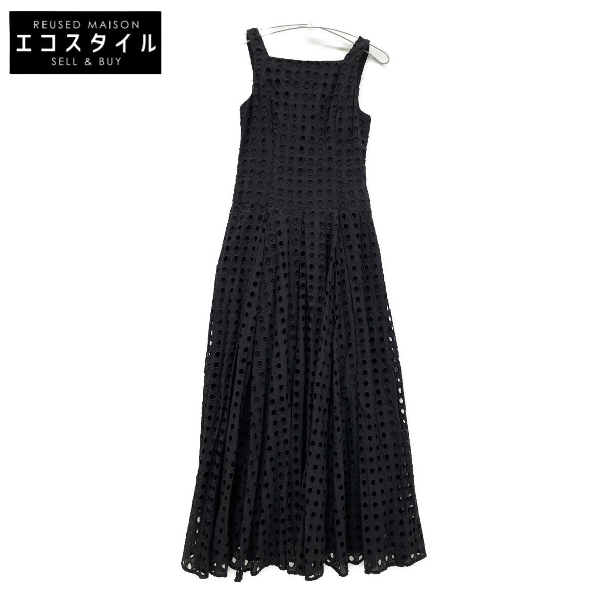 CLANE クラネ 24SS ﾌﾞﾗｯｸ 16112-5272 ﾎｰﾙﾄﾞｯﾄｷｬﾐｿｰﾙﾜﾝﾋﾟｰｽ ワンピース 0