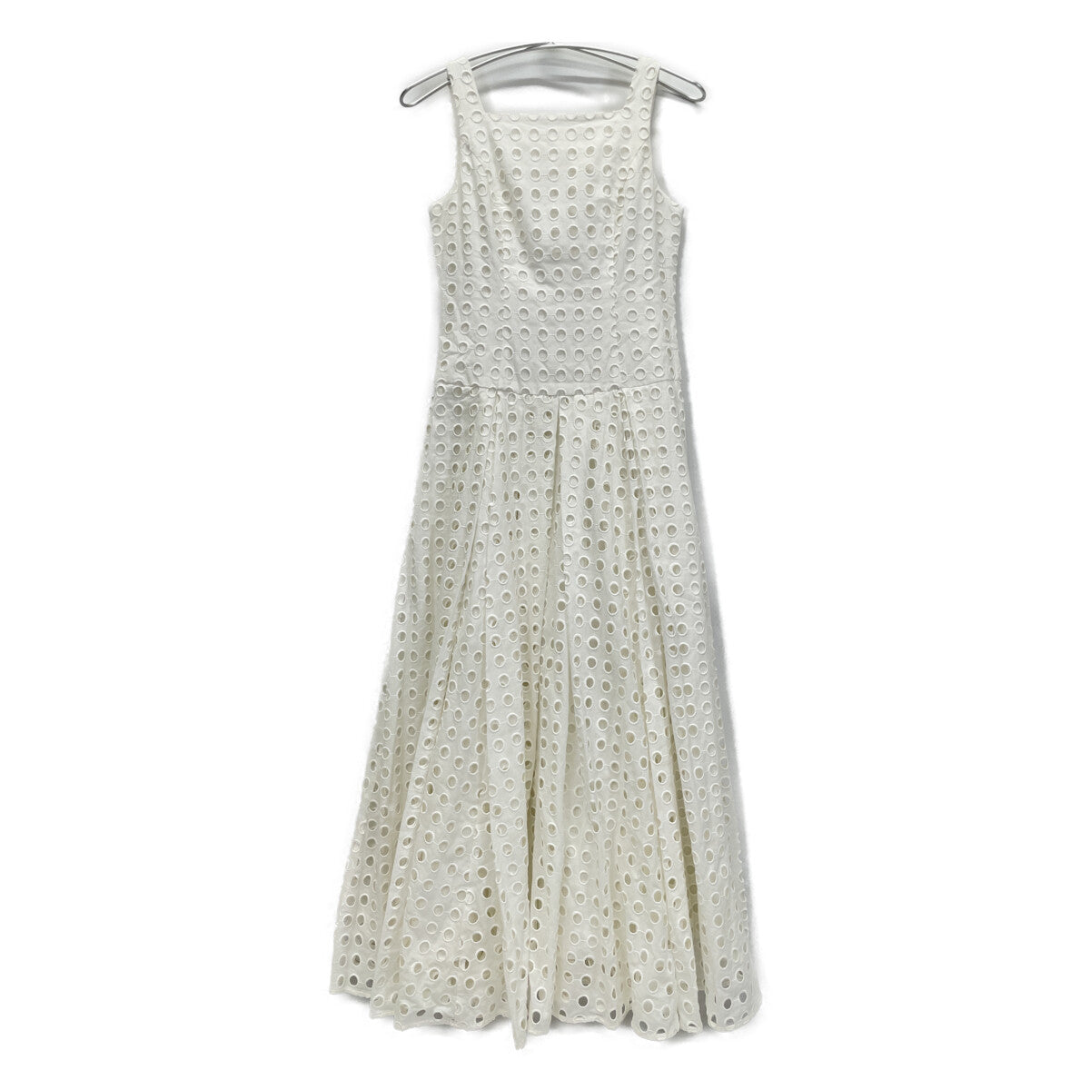 CLANE クラネ 24SS ﾎﾜｲﾄ 16112-5272 ﾎｰﾙﾄﾞｯﾄｷｬﾐｿｰﾙﾜﾝﾋﾟｰｽ ワンピース 0