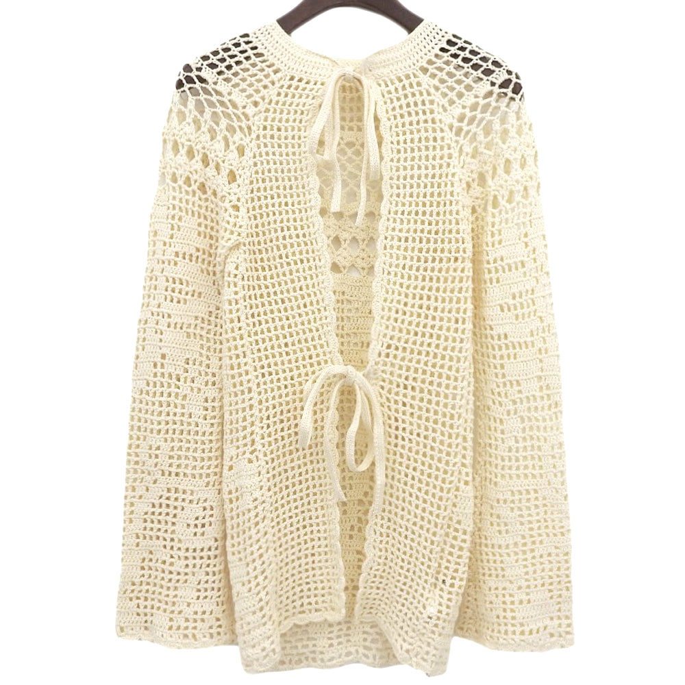 CLANE クラネ 新品同様 バックオープン クロシェニット トップス レディース ベージュ F 18106-2272 25SS トップス F