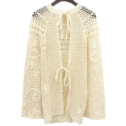 CLANE クラネ 新品同様 バックオープン クロシェニット トップス レディース ベージュ F 18106-2272 25SS トップス F