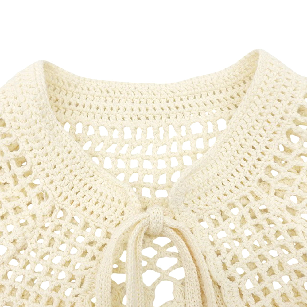 CLANE クラネ 新品同様 バックオープン クロシェニット トップス レディース ベージュ F 18106-2272 25SS トップス F