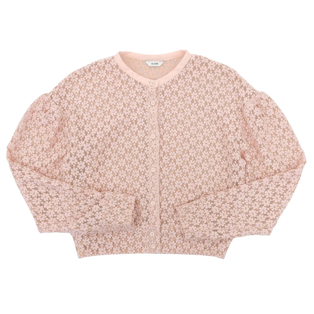 CLANE クラネ 美品 3Dフラワーレースカーディガン トップス レディース ピンク 1 12122ー4002 トップス 1