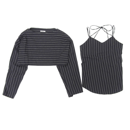 CLANE クラネ 美品 アレンジ ストライプ トップス レディース ネイビー 1 17122ー4092 24AW スーツ セットアップ 1