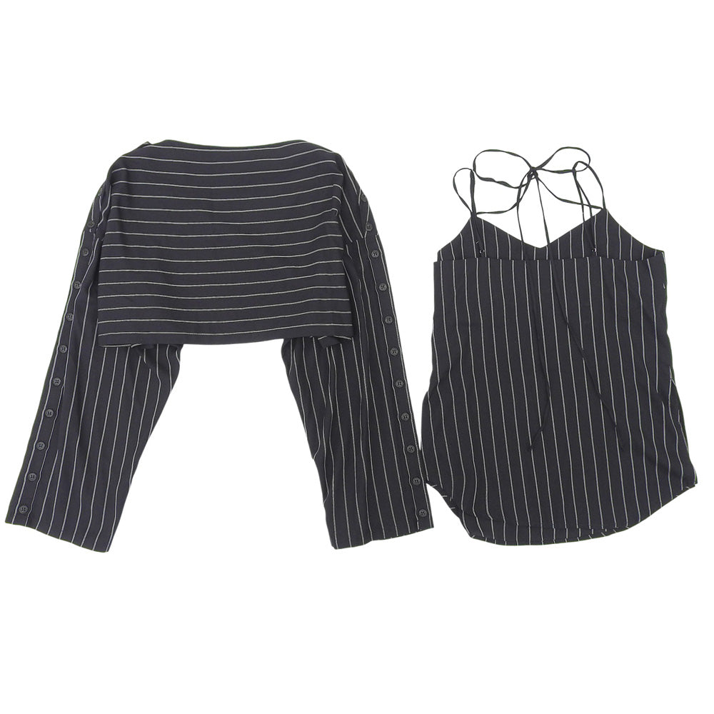 CLANE クラネ 美品 アレンジ ストライプ トップス レディース ネイビー 1 17122ー4092 24AW スーツ セットアップ 1