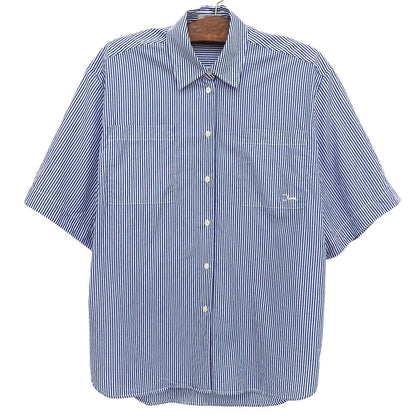 CLANE クラネ 美品 HALF SLEEVE HUGE SHIRTS コットン トップス レディース ブルー×ホワイト 1 18122ー4202 25SS トップス 1