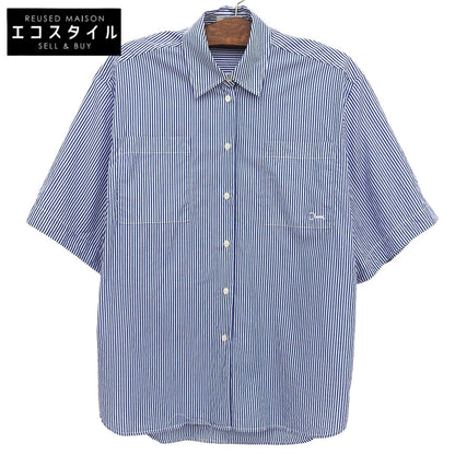 CLANE クラネ 美品 HALF SLEEVE HUGE SHIRTS コットン トップス レディース ブルー×ホワイト 1 18122ー4202 25SS トップス 1