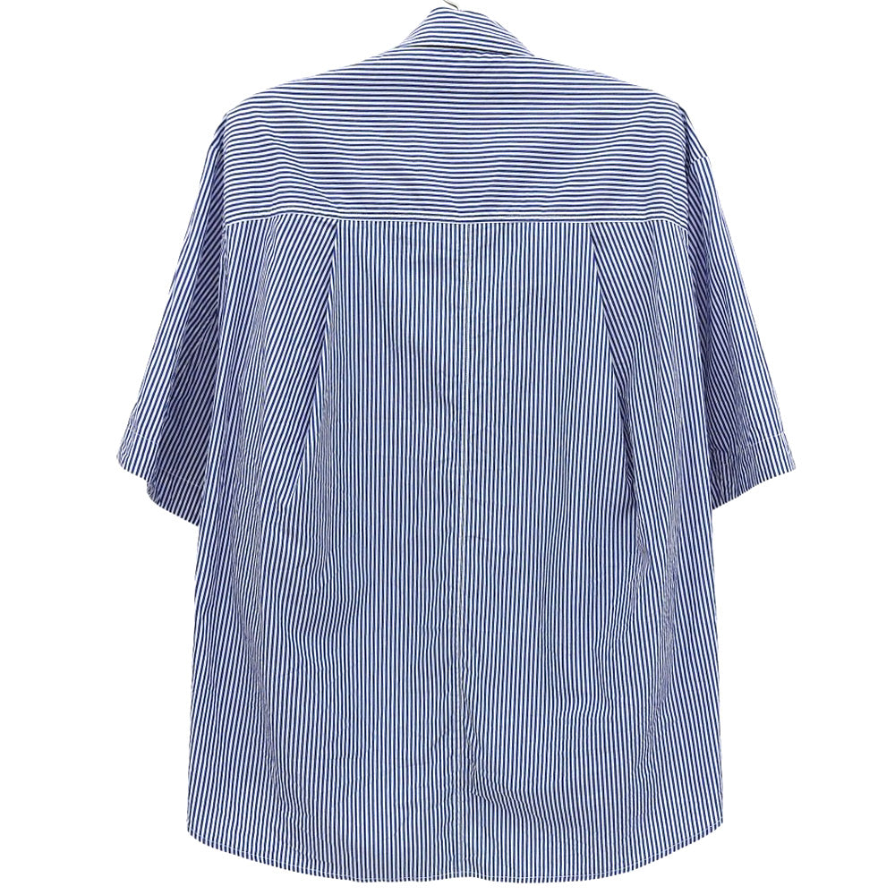 CLANE クラネ 美品 HALF SLEEVE HUGE SHIRTS コットン トップス レディース ブルー×ホワイト 1 18122ー4202 25SS トップス 1