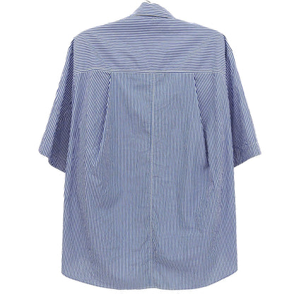 CLANE クラネ 美品 HALF SLEEVE HUGE SHIRTS コットン トップス レディース ブルー×ホワイト 1 18122ー4202 25SS トップス 1