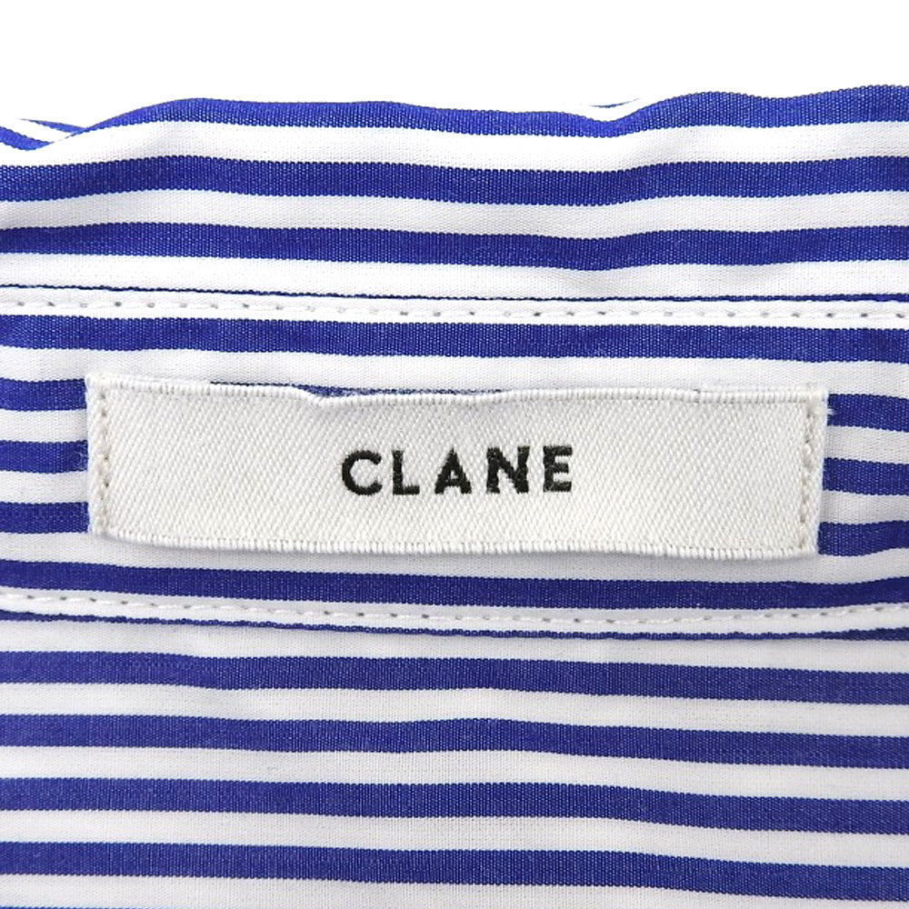 CLANE クラネ 美品 HALF SLEEVE HUGE SHIRTS コットン トップス レディース ブルー×ホワイト 1 18122ー4202 25SS トップス 1