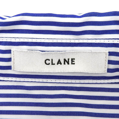 CLANE クラネ 美品 HALF SLEEVE HUGE SHIRTS コットン トップス レディース ブルー×ホワイト 1 18122ー4202 25SS トップス 1