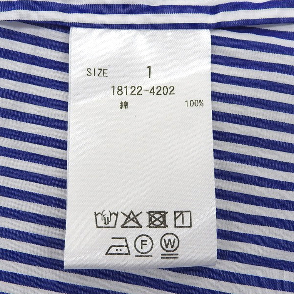 CLANE クラネ 美品 HALF SLEEVE HUGE SHIRTS コットン トップス レディース ブルー×ホワイト 1 18122ー4202 25SS トップス 1