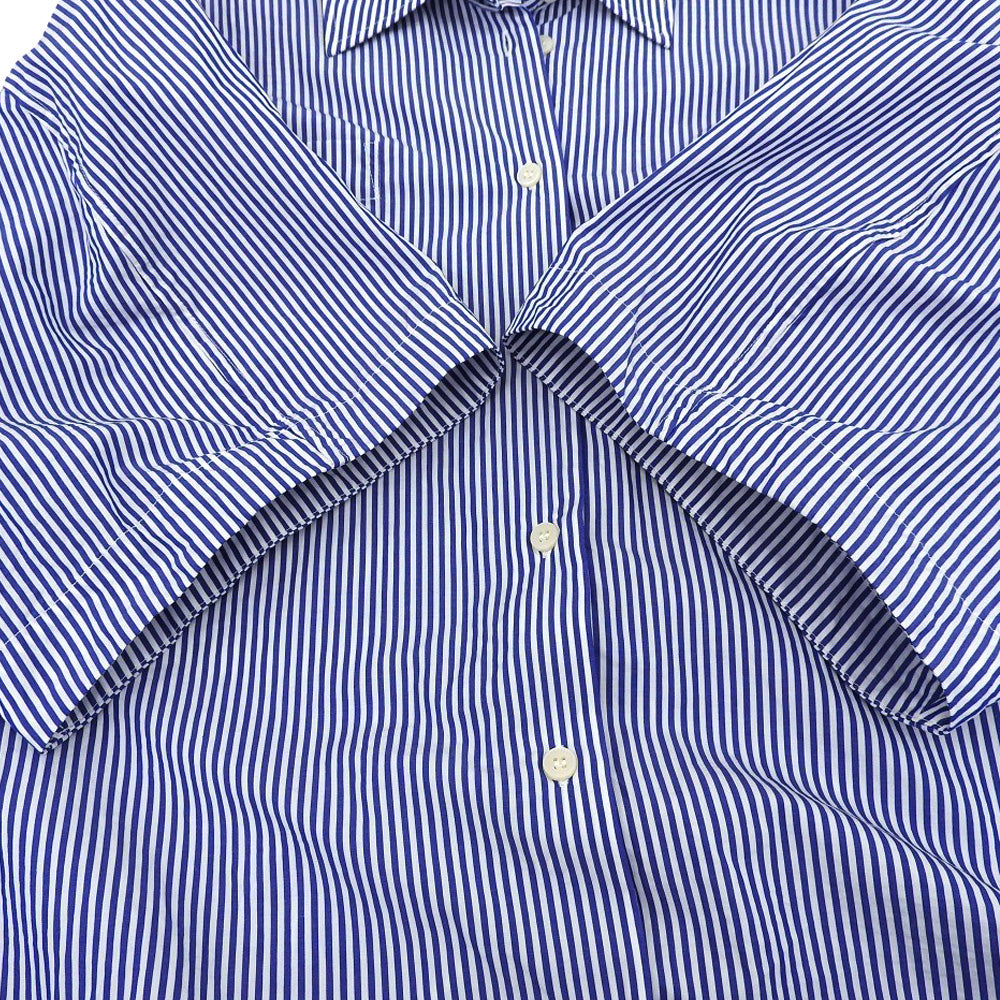 CLANE クラネ 美品 HALF SLEEVE HUGE SHIRTS コットン トップス レディース ブルー×ホワイト 1 18122ー4202 25SS トップス 1