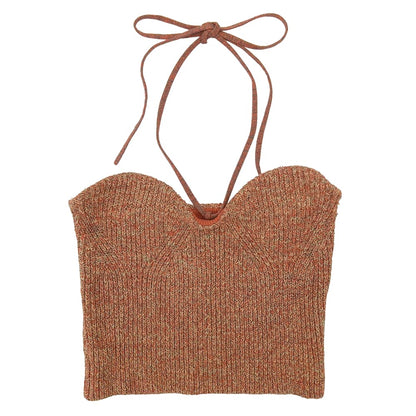 CLANE クラネ 美品 HEATHER COTTON KNIT TUBETOP トップス レディース オレンジ系 1 18106-2232 25SS トップス 1