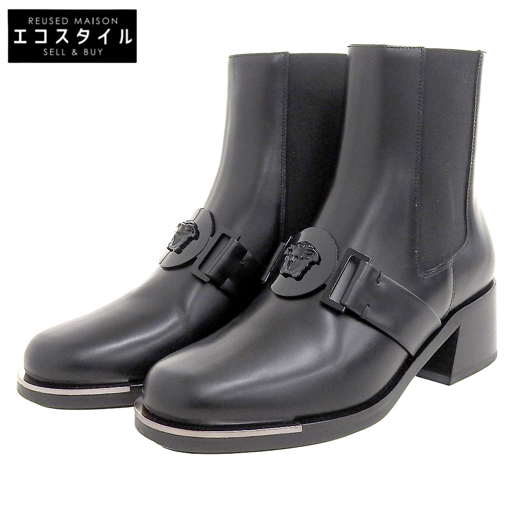 Versace ヴェルサーチ 美品 メデューサ レザー バイカーブーツ レディース ブラック 36 シューズ 36