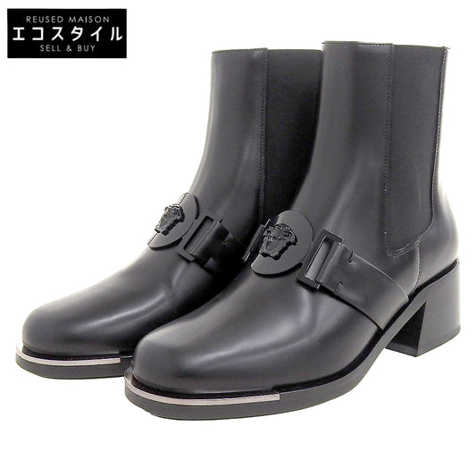 Versace ヴェルサーチ 美品 メデューサ レザー バイカーブーツ レディース ブラック 36 シューズ 36