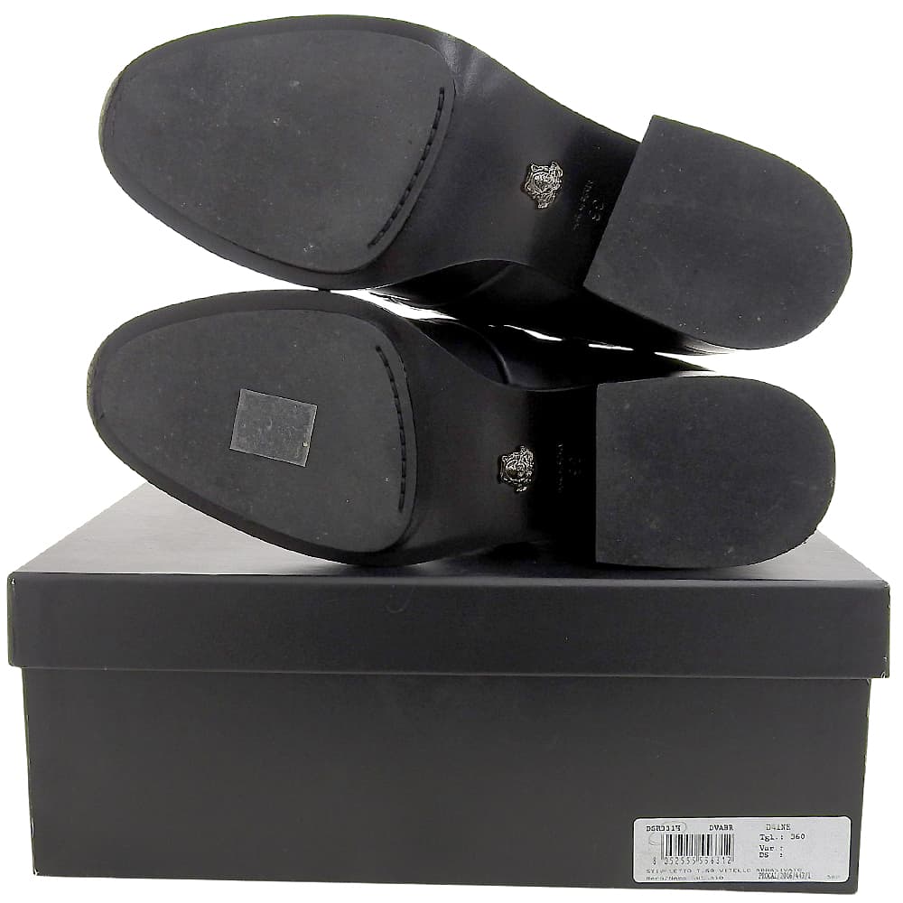 Versace ヴェルサーチ 美品 メデューサ レザー バイカーブーツ レディース ブラック 36 シューズ 36