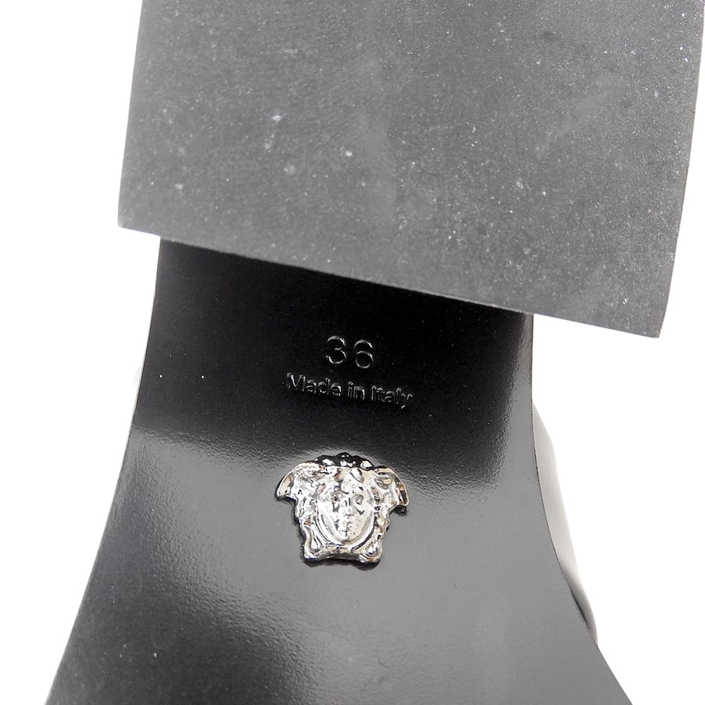 Versace ヴェルサーチ 美品 メデューサ レザー バイカーブーツ レディース ブラック 36 シューズ 36