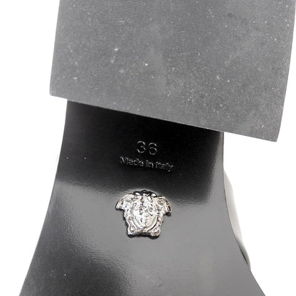 Versace ヴェルサーチ 美品 メデューサ レザー バイカーブーツ レディース ブラック 36 シューズ 36