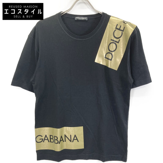 DOLCE&GABBANA ドルチェアンドガッバーナ G8HS4T ﾌﾞﾗｯｸ ﾃｰﾌﾟﾛｺﾞ Tｼｬﾂ トップス 46