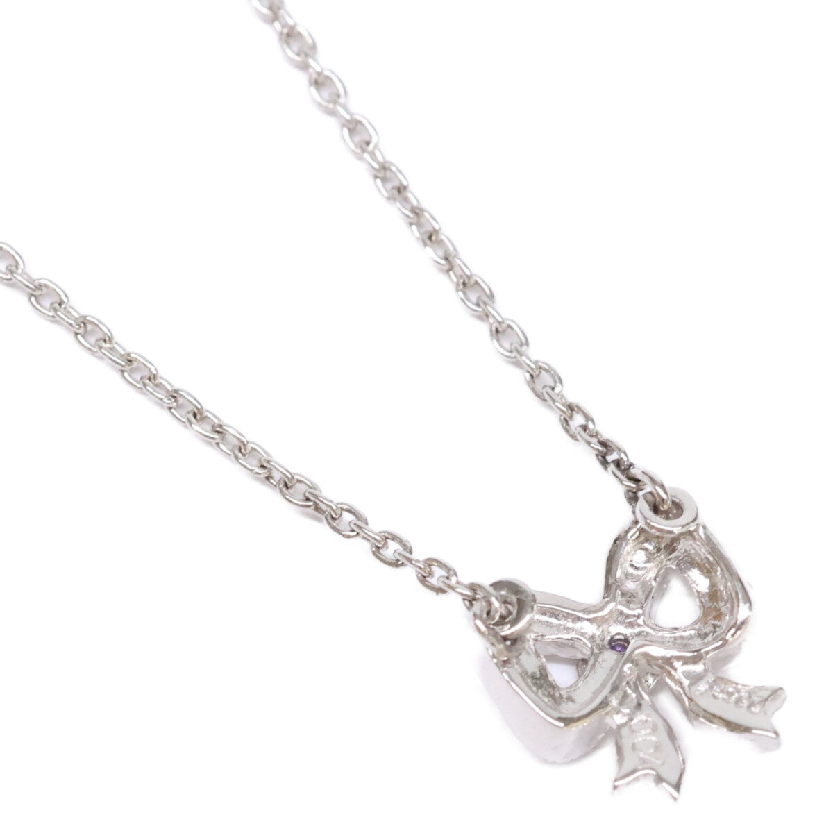 Yoshinob ヨシノブ 美品 AbHeri アベリ PT850xPT900 AM0.01ct D0.04ct リボン ネックレス
