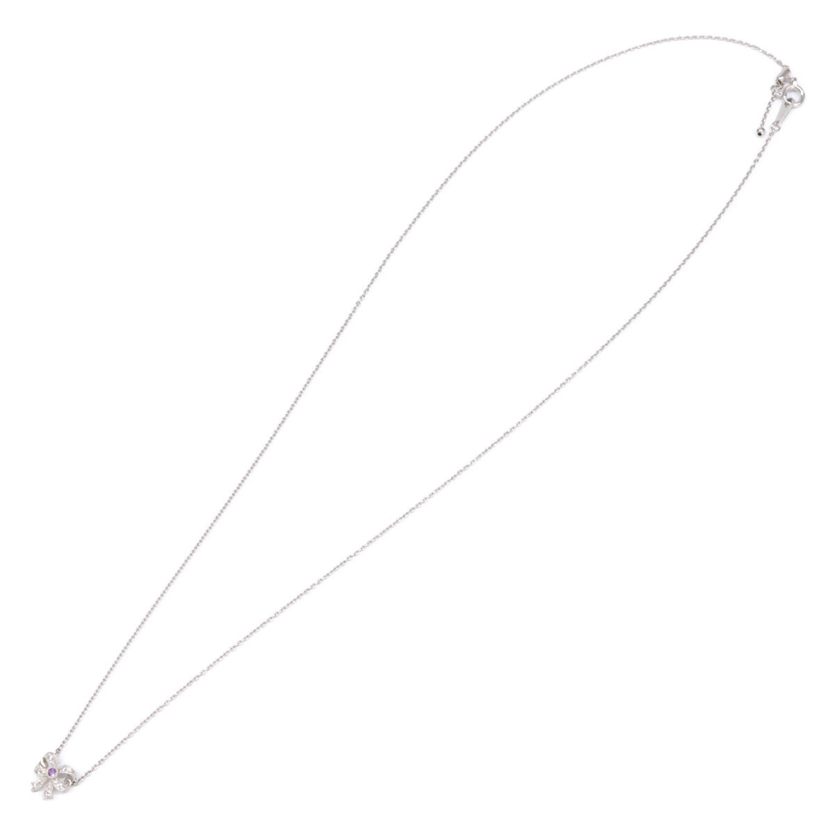 Yoshinob ヨシノブ 美品 AbHeri アベリ PT850xPT900 AM0.01ct D0.04ct リボン ネックレス
