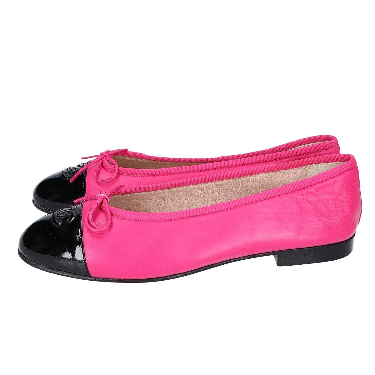 CHANEL シャネル 【美品】ココマーク バレリーナ レザー/パテント フラット シューズ 39 1/2C