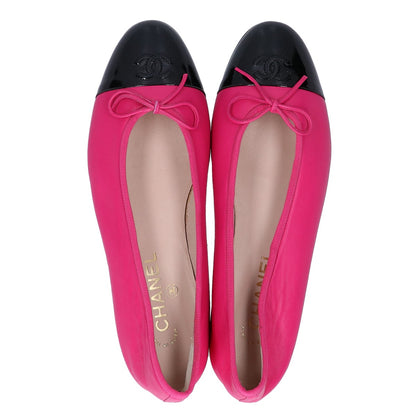 CHANEL シャネル 【美品】ココマーク バレリーナ レザー/パテント フラット シューズ 39 1/2C