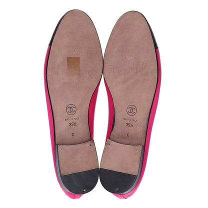 CHANEL シャネル 【美品】ココマーク バレリーナ レザー/パテント フラット シューズ 39 1/2C