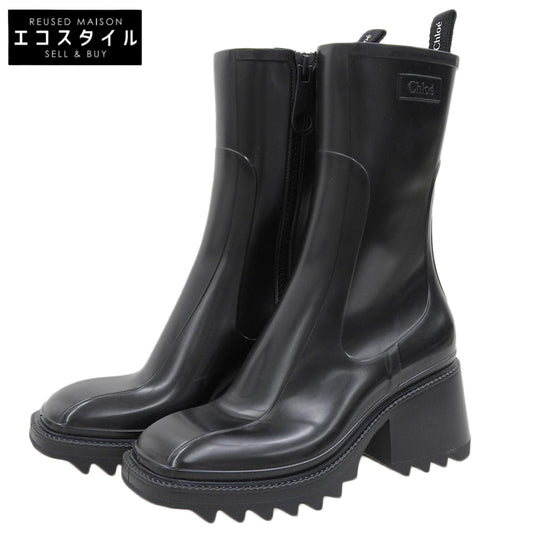 CHLOE クロエ 新品同様 ベティ ラバー レインブーツ レディース ブラック 38 CHC19W239G800138W シューズ 38
