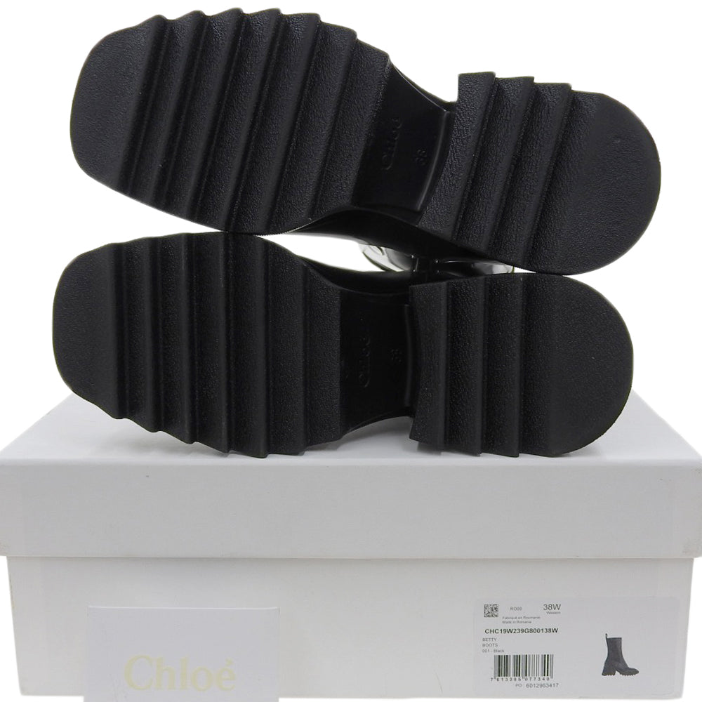 CHLOE クロエ 新品同様 ベティ ラバー レインブーツ レディース ブラック 38 CHC19W239G800138W シューズ 38